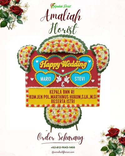 Karangan Papan Bunga Pernikahan di Arahan
